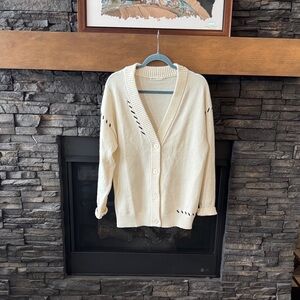 OAK + FORT Cream Button-Up Cardigan